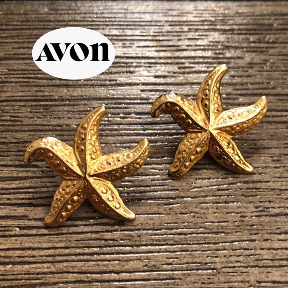 Avon 1987 Starfish Goldtone Metal Earrings